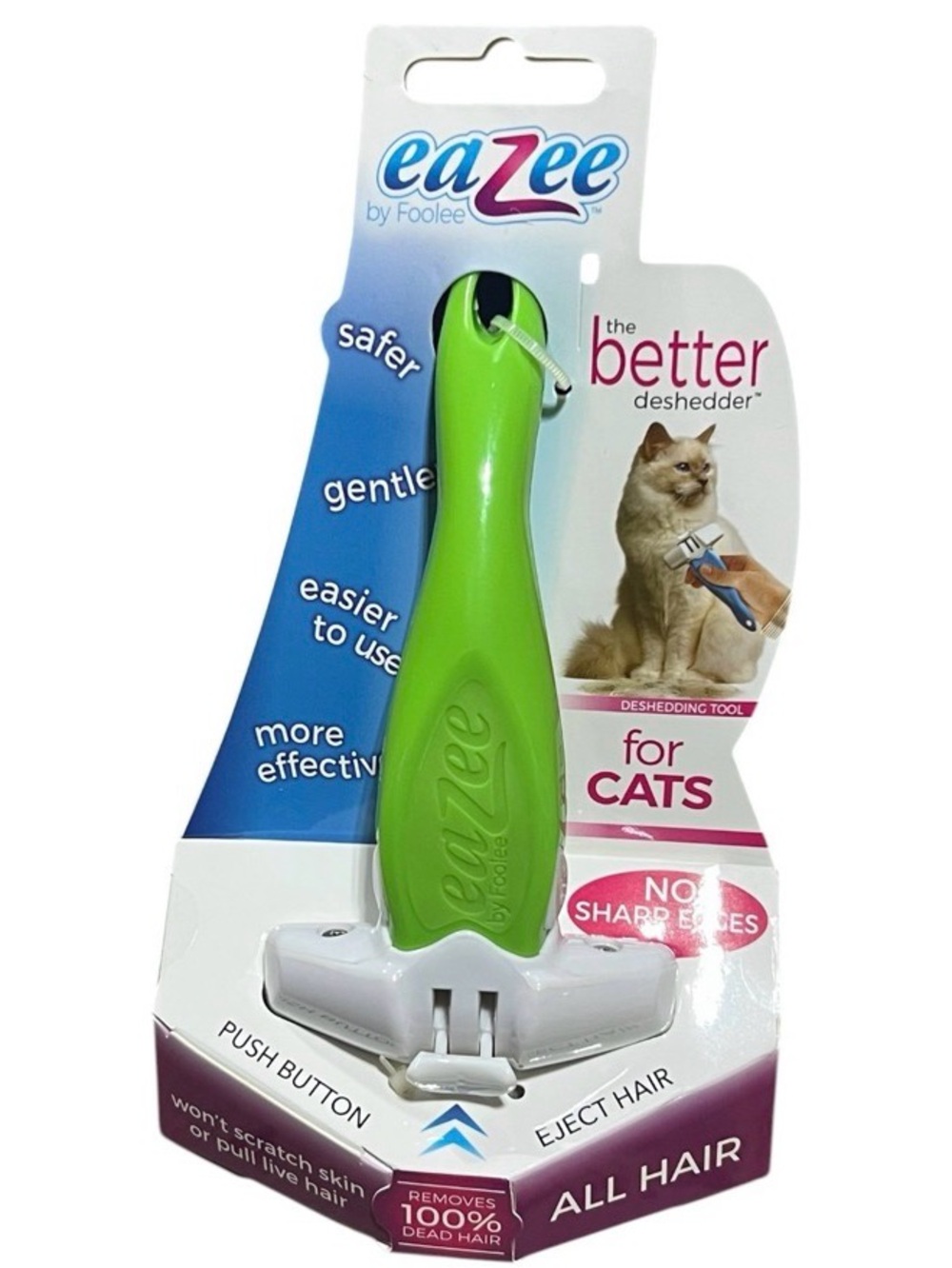 Eazee Cat DeShedding Green Brush By Foolee
